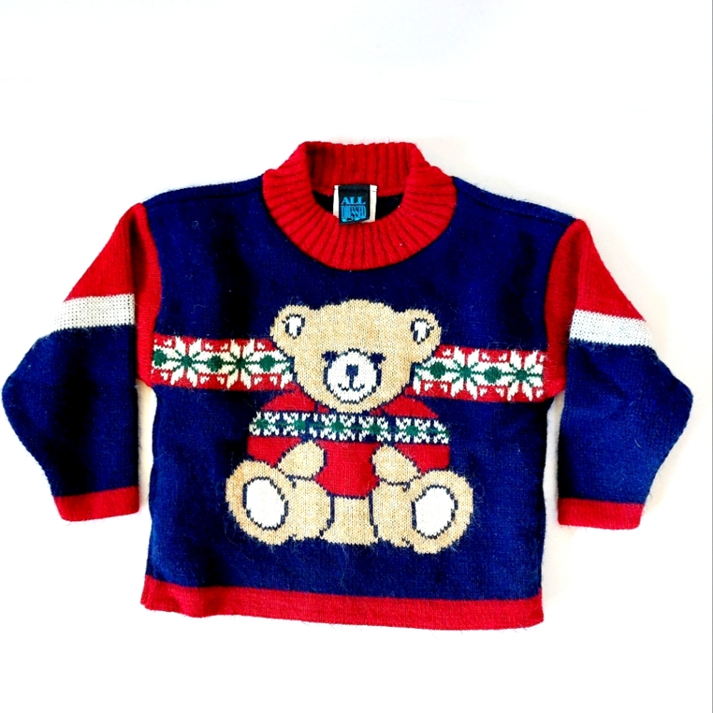 Vintage Teddy‎ Bear Christmas Sweater 18m All Dressed Up